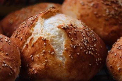 Freshly baked golden brown bread