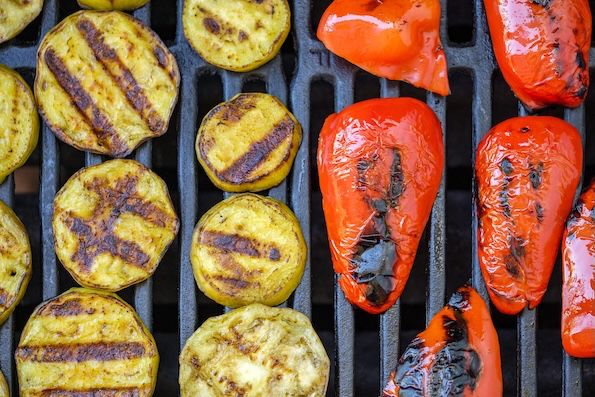 Vegetable are getting grilled on the griller