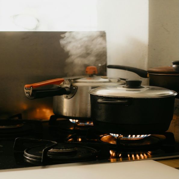 Pressure cooker on the gas stove